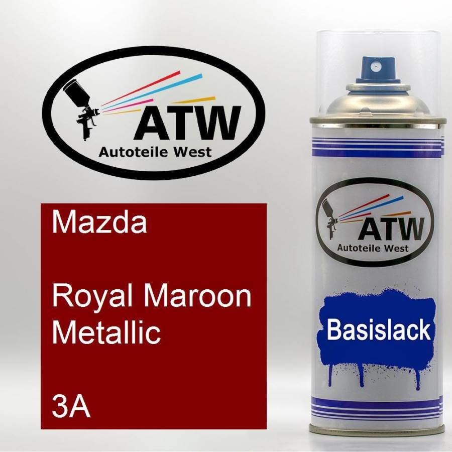 Mazda, Royal Maroon Metallic, 3A: 400ml Sprühdose, von ATW Autoteile West.